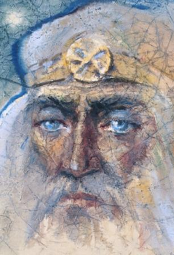 Icon of the highest God (Rod) in human shape, in a Sylenkoite temple in Ukraine.