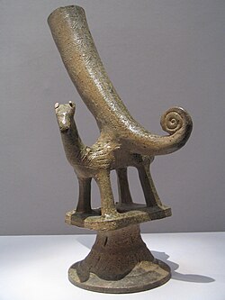 An unusual drinking vessel excavated from a Kaya mounded burial.