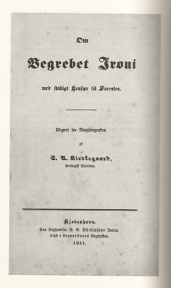 Cover page to Søren Kierkegaard's university thesis (1841)