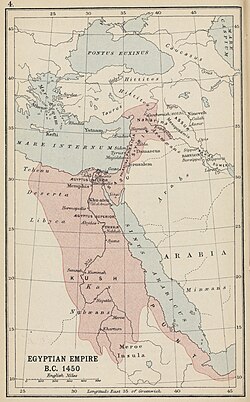 The maximum borders of the Egyptian Empire 1450 BC