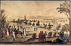 Austrian soldiers and monks at Salem Abbey at the time of secularisation