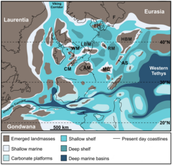Map of Europe during the Toarcian Age