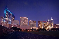 The Texas Medical Center in Houston is the largest medical complex in the world.[468][469] In 2018, it employed 120,000 people and treated 10 million patients.[470]