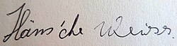 Signature of the german sinti jazz guitarist Häns'che Weiss