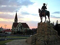 The Rider Statue in Windhoek was erected in honor of German perpetrators, but due to controversy, it has been moved multiple times and dethroned.[123]