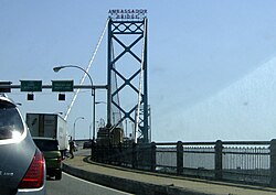 Crossing the Ambassador Bridge into Canada from the US