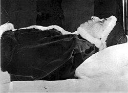 Photograph of Pius XII on his deathbed in Castel Gandolfo, taken on 10 October 1958