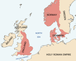 Cnut's dominions. The Norwegian (now Swedish) lands of Jemtland, Herjedalen, Idre, and Særna are not included in this map.