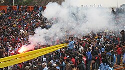 Trinchera Celeste, the barra brava of the club, was founded in 2002.