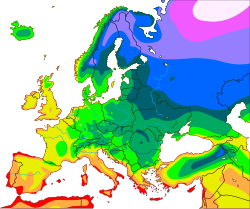 Hardiness zones of Europe and surrounding regions 1 2 3 4 5 6 7 8 9 10 11