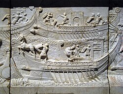Scene from the naval battle of Actium. Detail of an early 1st-century relief (extensively restored).