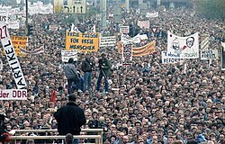 Demonstration on Alexanderplatz in East Berlin on 4 November 1989
