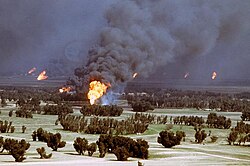 Kuwaiti oil fires set by retreating Iraqi forces in 1991