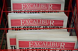 Copies for the Excalibur, a student newspaper for York University.