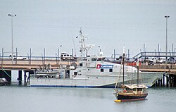 An Offshore Patrol Vessel of the Customs Marine Unit docked in Darwin, Northern Territory