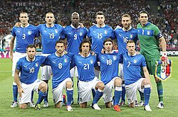 The Azzurri in 2012. Football is the most popular sport in Italy.