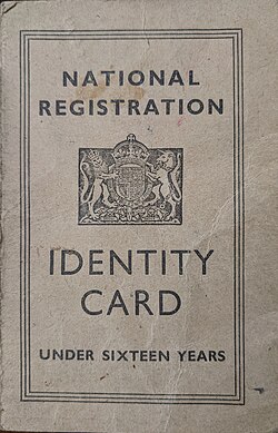 UK child identity card from 1946