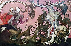 Vasiliy Ryabchenko, The Death of Actaeon, oil on canvas, 1988