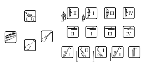 Most common seating arrangement for a 17-piece big band