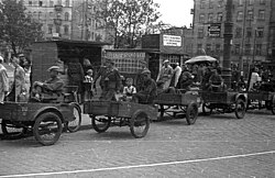 Cycle rickshaws in Warsaw during World War II