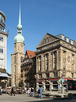 Old market square in Dortmund with St. Reinold's Church