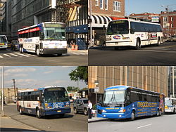 Olympia Trails buses en route to Newark Airport