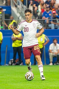 Pedri playing for Spain against France in the 2026 FIFA World Cup semi-finals