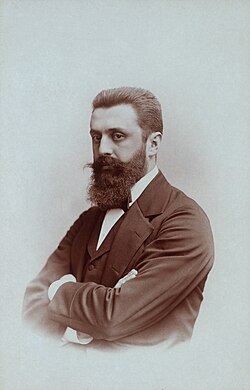 Theodor Herzl was the founder of the modern Zionist movement. In his 1896 pamphlet Der Judenstaat, he envisioned the founding of a future independent Jewish state during the 20th century.