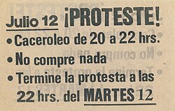 Pamphlet calling for a protest of economic policy in 1983 following the economic crisis[115][116]