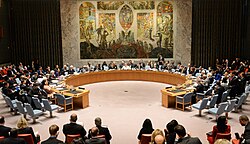 Lithuania was a member of the United Nations Security Council. Its representatives are on the right side.