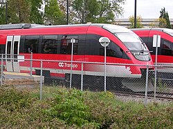 Two Bombardier Talent low-floor DMUs on O-Train Line 2 in Ottawa, Canada