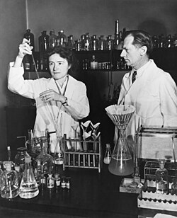 Gerty Cori and Carl Cori jointly won the Nobel Prize in 1947 for their discovery of the Cori cycle at RPMI.