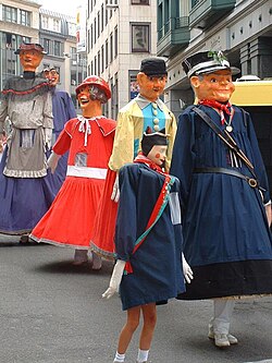 Meyboom giants in Brussels, a UNESCO Intangible Cultural Heritage