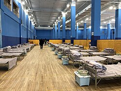 A temporary hospital constructed in Wuhan in February 2020