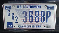 2010-Present style US Government license plate