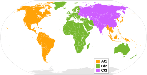 Regions for the Blu-ray Disc standard:[204] Region A/1 Region B/2 Region C/3
