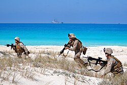 US 22nd Marine Expeditionary Unit conducting a beach landing exercise.