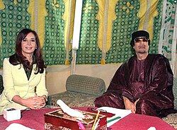 Kirchner meet with Libyan Leader Muammar Gaddafi in Tripoli, Libya in 2008
