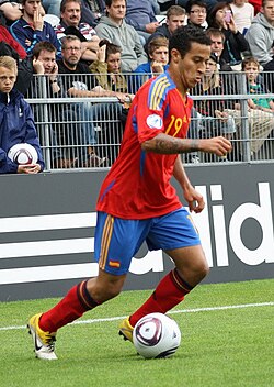 Thiago in an under-21 international, 2011