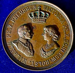 Wedding medal of Prince Wilhelm and Princess Augusta, obverse