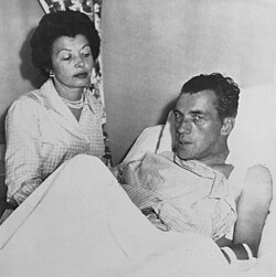 Sullivan with his wife Sylvia during his convalescence at Griffin Hospital, 1956