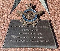 The RAAF badge displayed on the Royal Australian Air Force Memorial in Brisbane