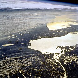 A NASA astronaut's photograph of a smog layer over central New York