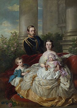 Prince Frederick William of Prussia with his wife and two older children, Prince William and Princess Charlotte. Portrait by Franz Xaver Winterhalter, 1862