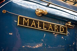 The name of the railway engine Mallard, set in all capital letters
