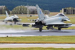 A Typhoon FGR4 in No. 6 Squadron markings at RAF Lossiemouth