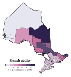 Map of French language ability according to the 2021 census.