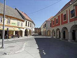 Townhouses with arches in the center of the city