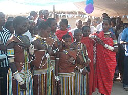 Gogo tribe ladies from Manyoni Tanzania waiting to perform traditional dance during the ceremony of priest Joseph Makasi ordination