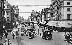 View northwards from junction with Vigo Street and Glasshouse Street, c. 1910 (from an old postcard)